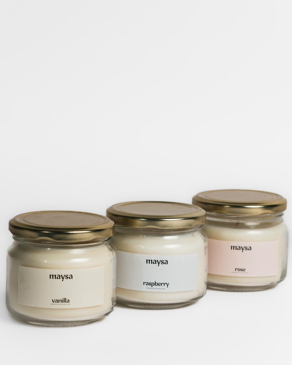 Maysa Scented Soy Wax Candle – Classic Glass Jar(Set of 3)
